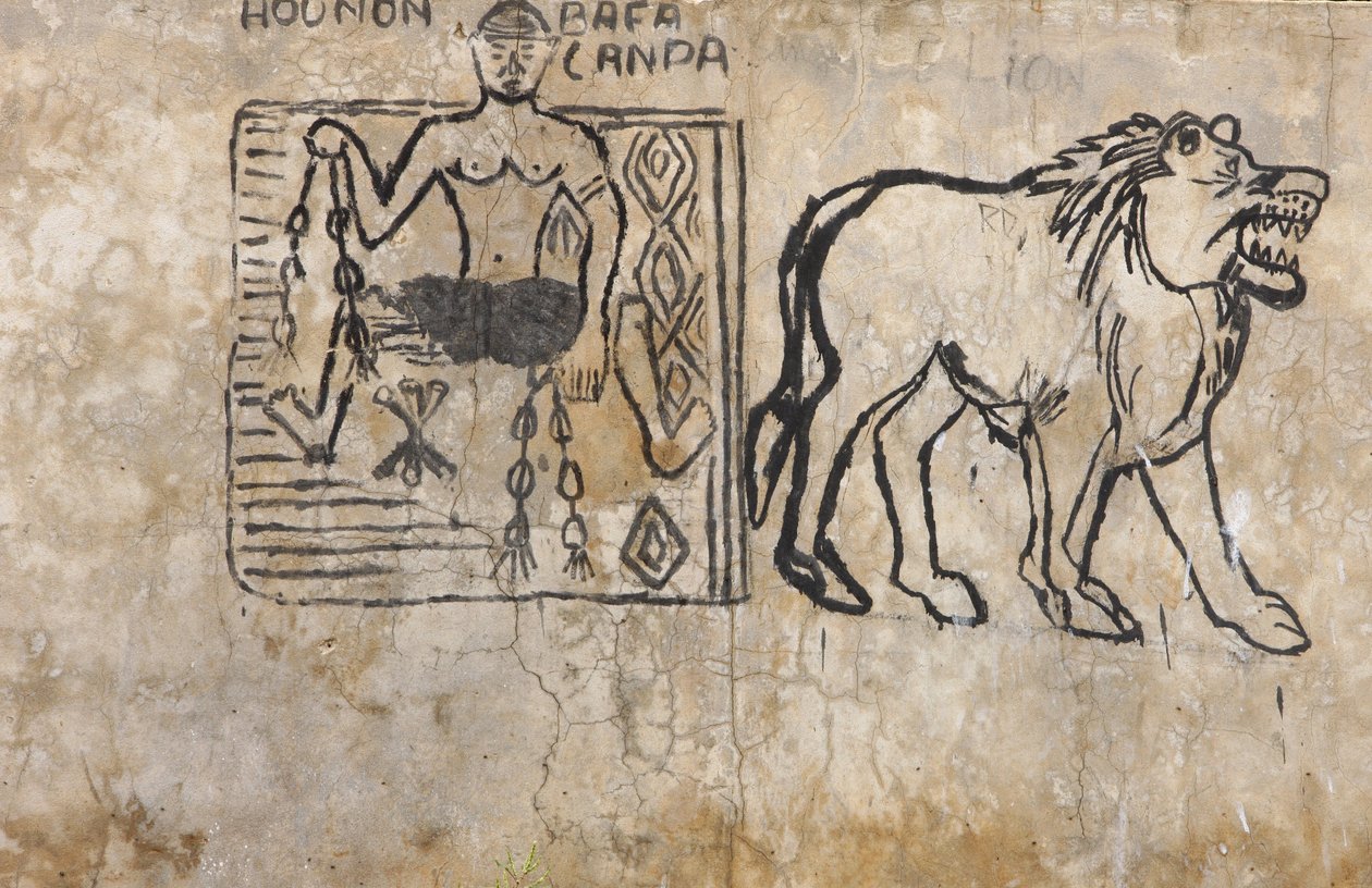 Pintura de parede representando um feiticeiro voodoo, Lome, Togo de Unbekannt