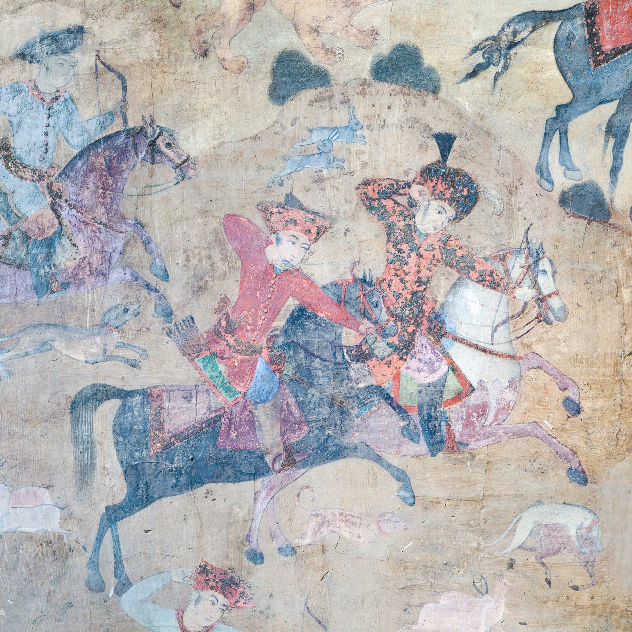 Pinturas murais no portal Qeysarieh, praça Naqsh-e Jahan Imam, Esfahan, Irão (fresco) de Unbekannter Künstler