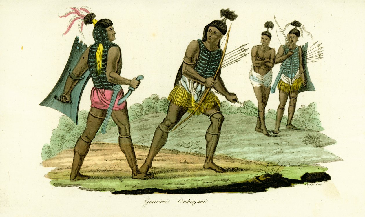 Guerreiros em couraças da ilha de Ombai (Ombay), Indonésia de Unbekannt