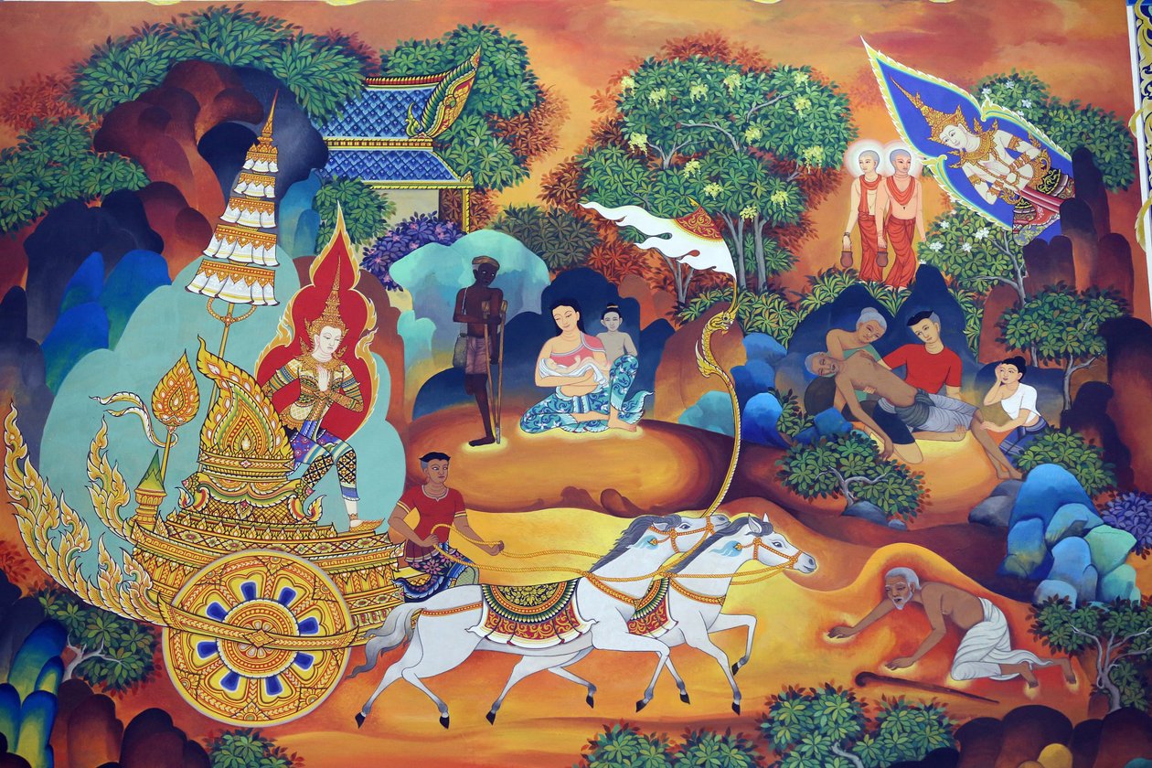 Wat Ananda Metyarama Thai Buddhist Temple. Vida da pintura do Buda, 20160818, Singapura, Singapura de Unbekannt