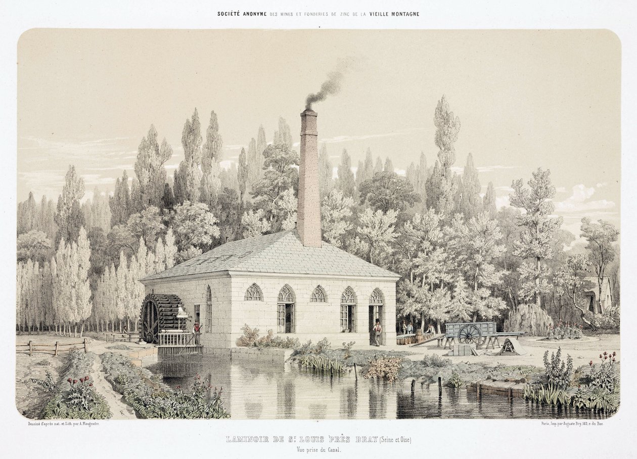 Water Power, Laminador de Zinco Pré-1900 (Laminoir), Saint Louis, perto de Bray, França de Unbekannt