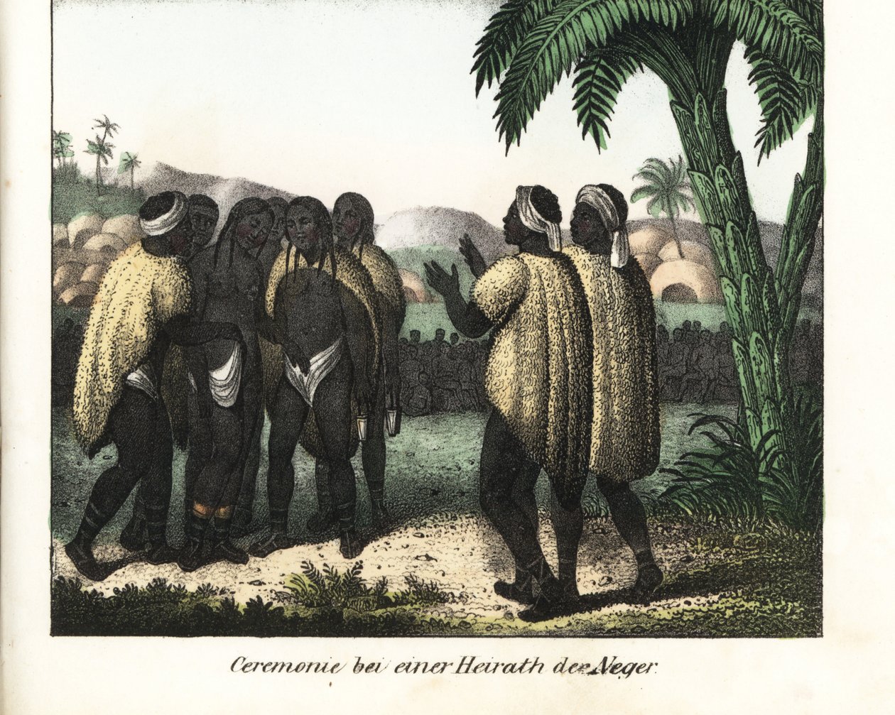 Cerimónia de casamento numa tribo do Senegal. Litografia para o livro: "Galerie complete en tableaux fideles des peuples d