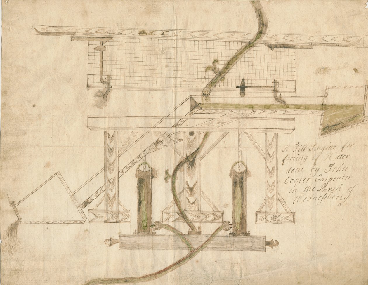Quarta-feira - Um motor de inclinação: desenho a caneta e tinta, nº [c 1710] de Unbekannt