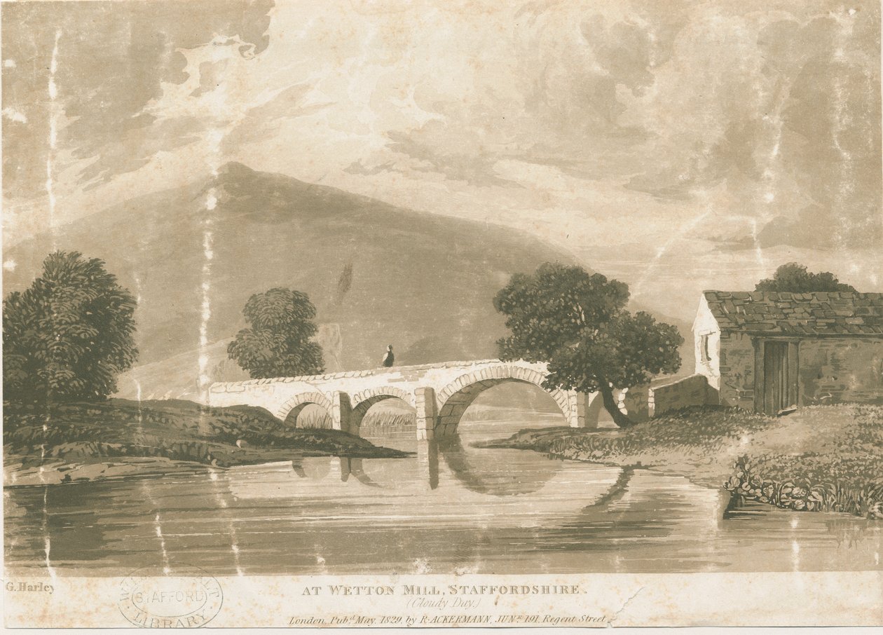 Wetton Mill: gravura em aquatinta, nº [c 1829] de Unbekannt