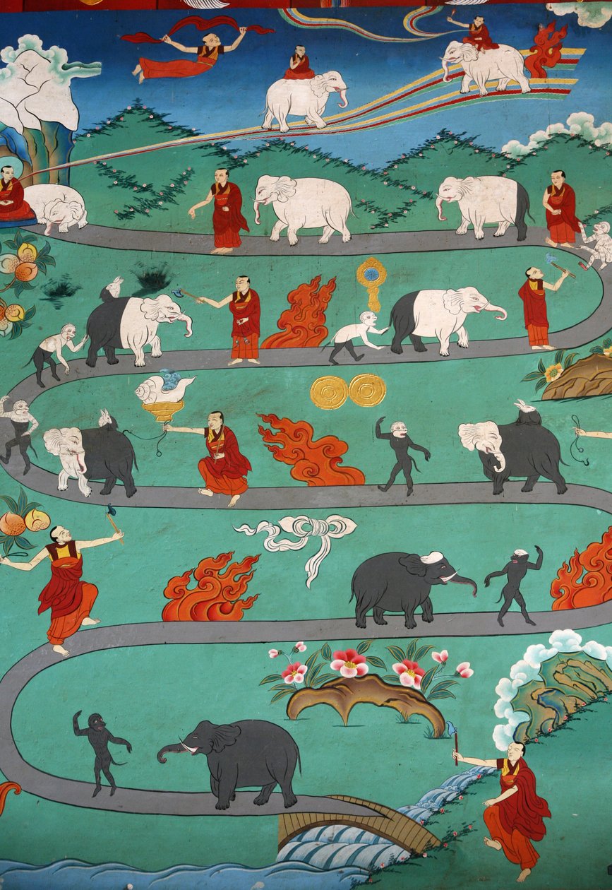 Conto do elefante branco no mosteiro de Kopan, Katmandu, Nepal de Unbekannt