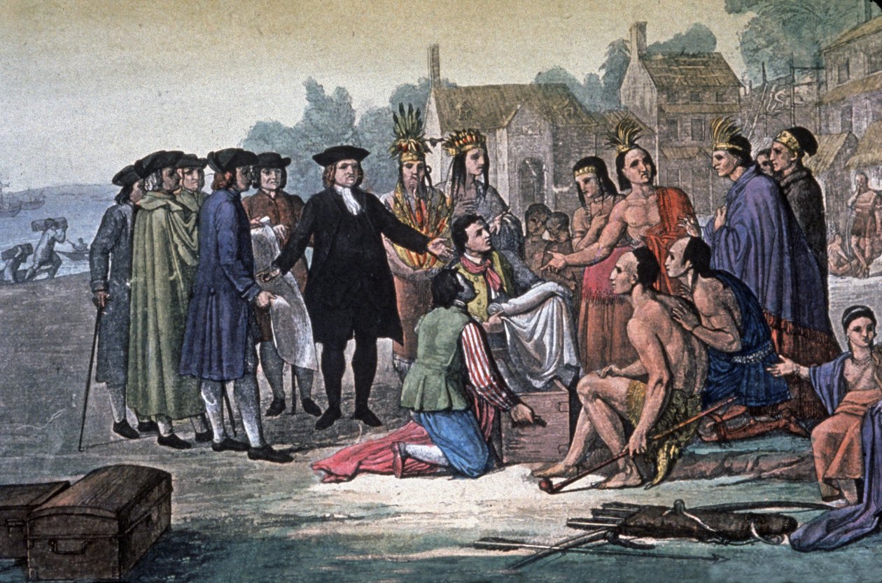 William Penn com os índios da nação Delaware, Pensilvânia de Unbekannter Künstler