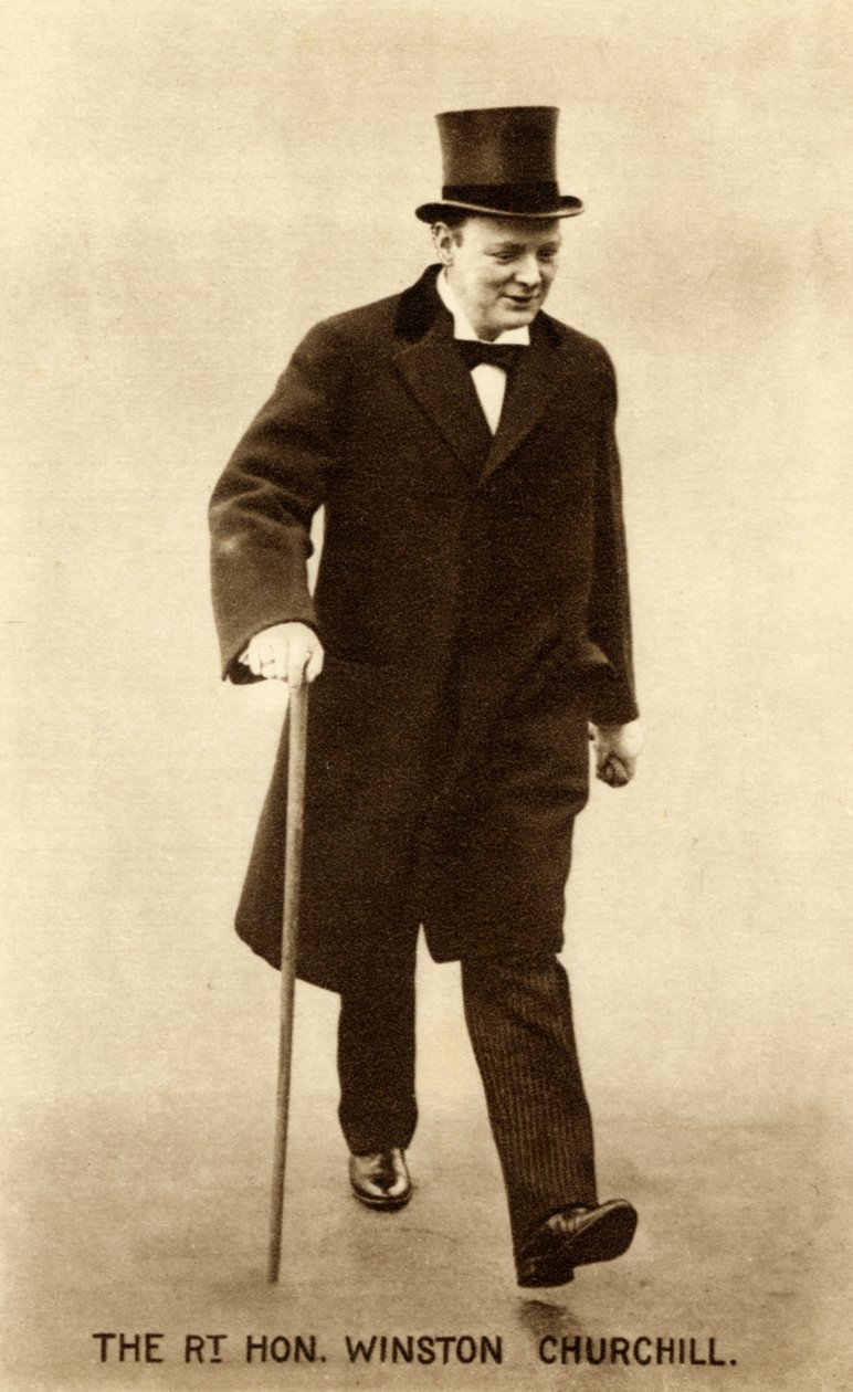 Winston Churchill visita o Primeiro-Ministro Herbert Henry Asquith na segunda-feira 26 de 1914 (foto a p/b) de Unbekannter Künstler