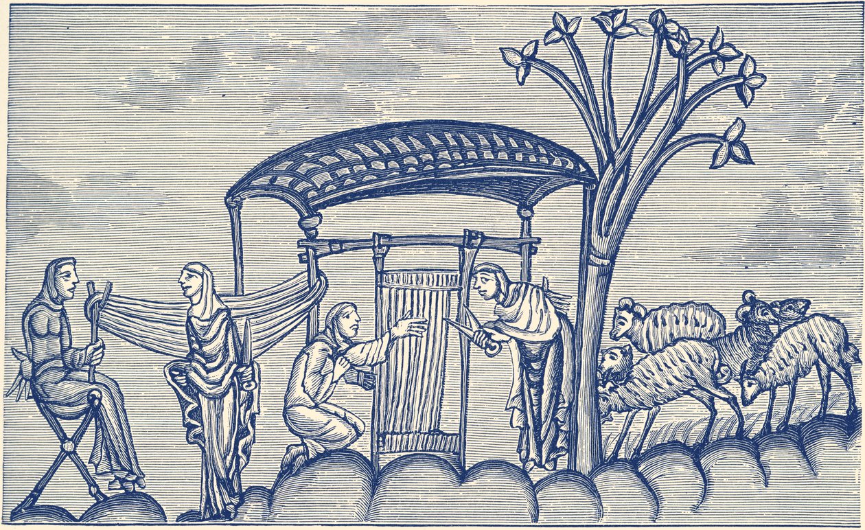 Mulher a tecer, 1130 - 1174 d.C. de Unbekannter Künstler