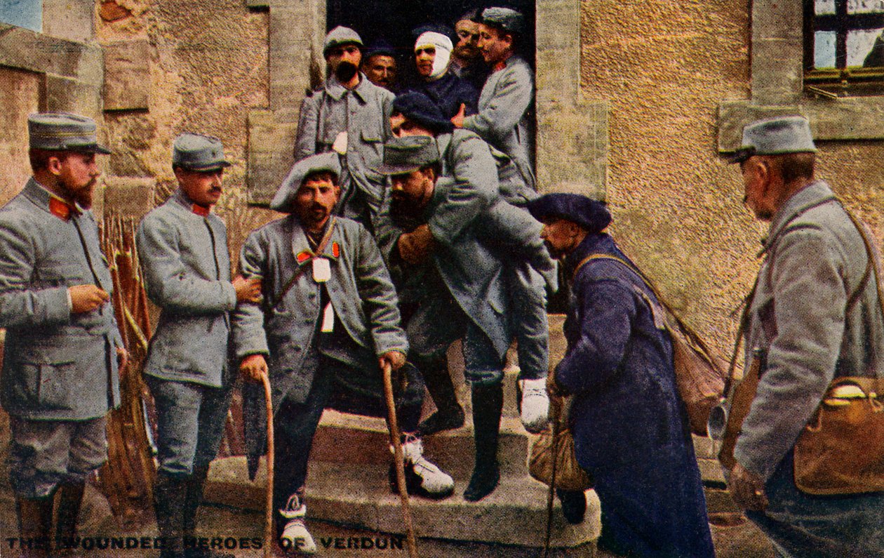 Primeira Guerra Mundial: exército francês na Batalha de Verdun de Unbekannter Künstler