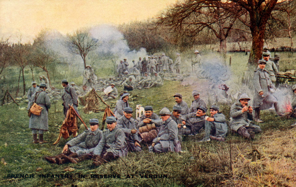 Primeira Guerra Mundial: exército francês na Batalha de Verdun de Unbekannter Künstler
