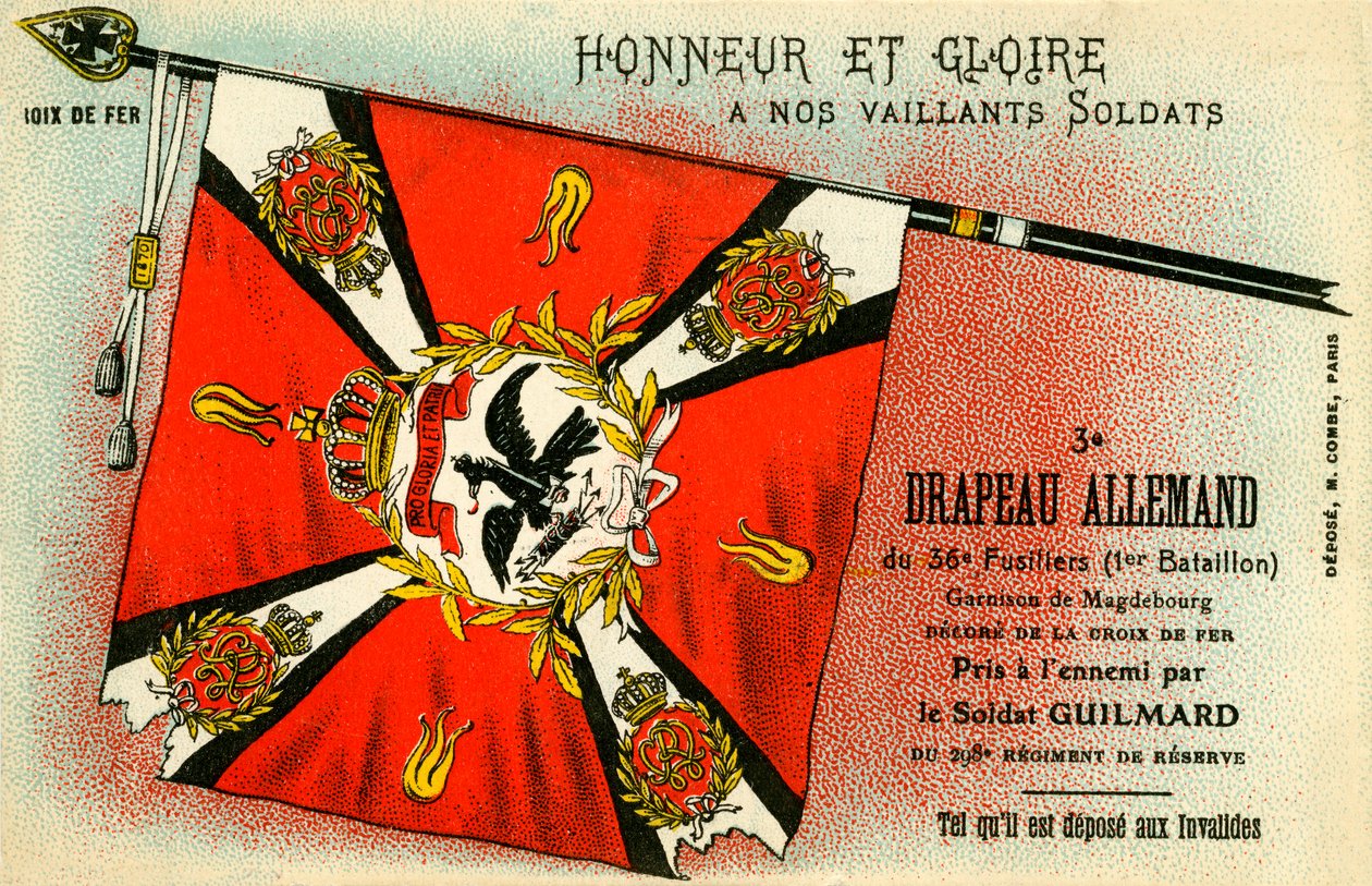 Primeira Guerra Mundial: Bandeira alemã capturada pelos franceses de Unbekannter Künstler