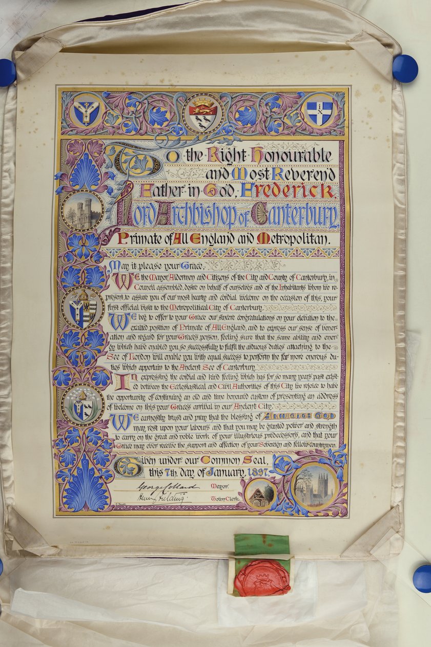 Discurso escrito de boas-vindas ao Arcebispo Frederick Temple de Alec Hunter