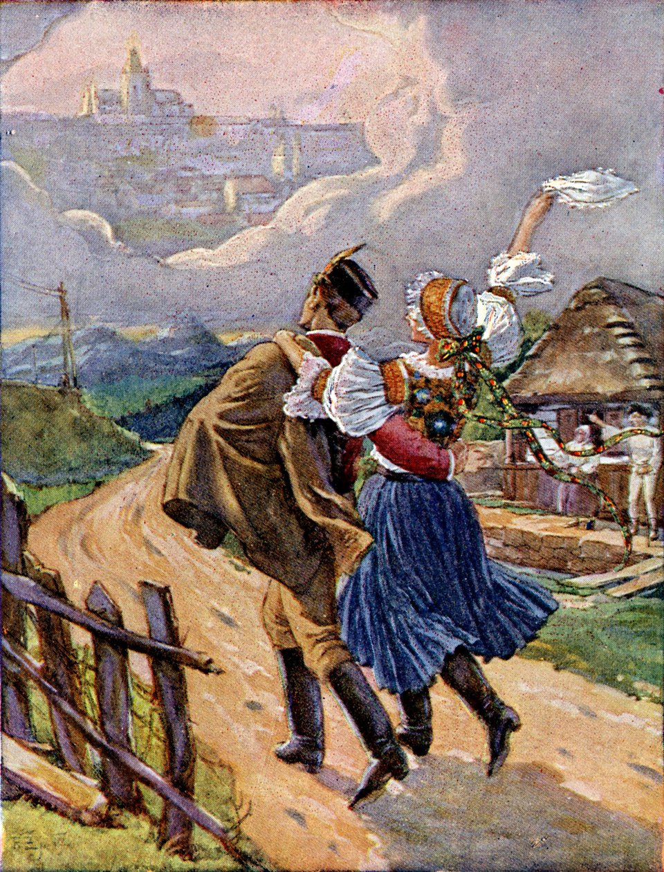 Jovem casal checo em traje nacional, c.1920 de Unbekannter Künstler