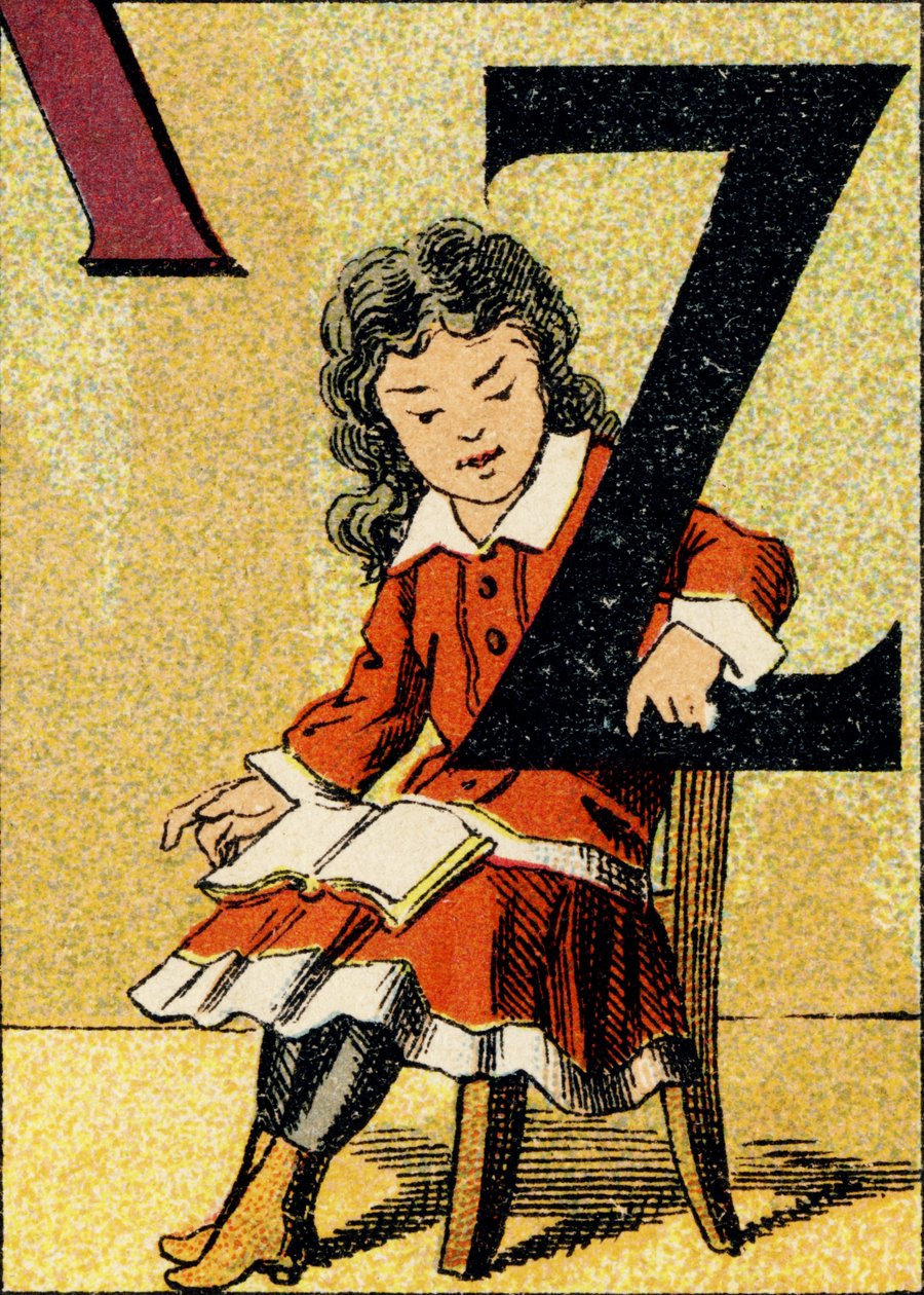 Z - Gravura extraída de ABCD des petites filles. Pellerin & Cie, editora de impressoras, Epinal, por volta de 1890. Série A. Dimensões : 19 x 13,5 cm. de Unbekannt