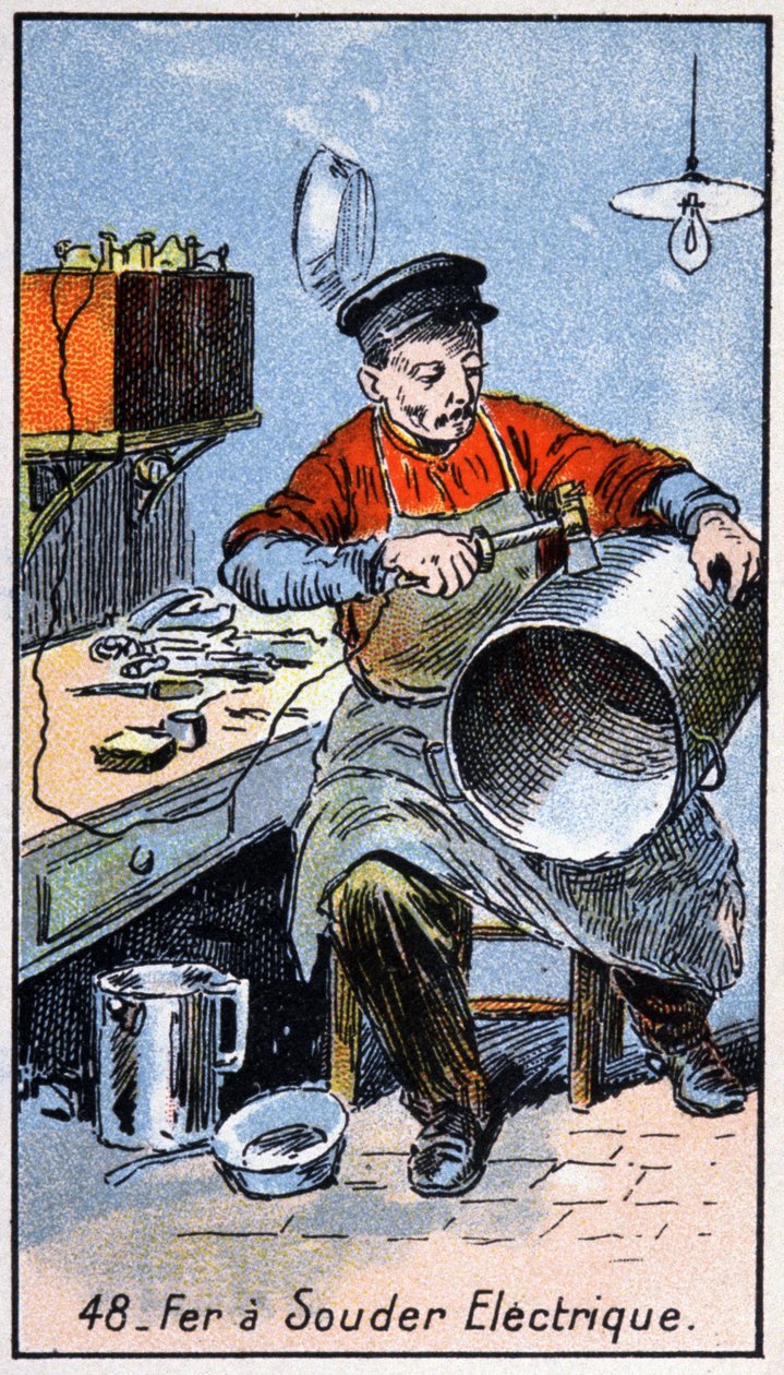 ferro de soldar elétrico, início do século XX (ilustração) de Unbekannter Künstler