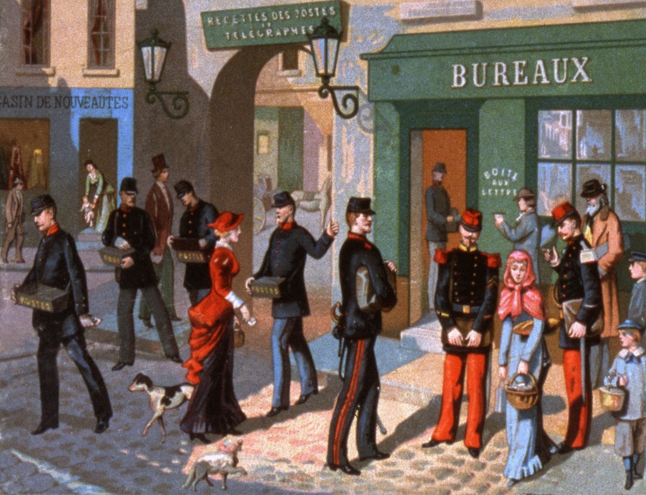 distribuição postal em Paris, pormenor de um calendário dos Correios de Unbekannter Künstler