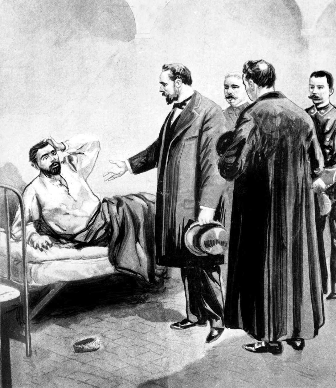 o caso Vacher, em França no final do século XIX, um dos primeiros assassinos em série, aqui Joseph Vacher acorda na prisão na manhã da sua execução 31 de dezembro de Unbekannt