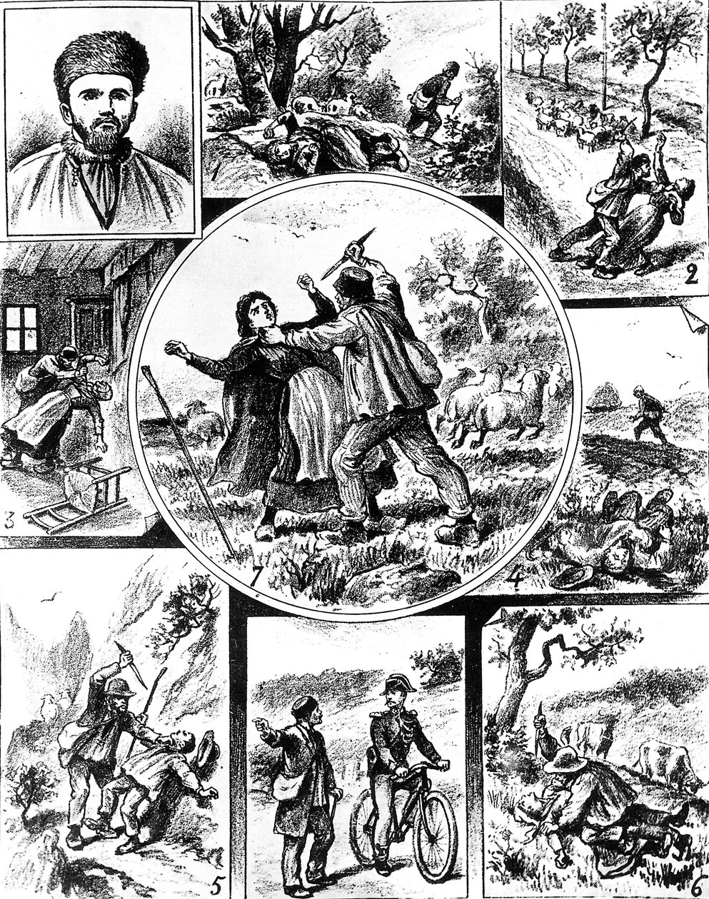 o caso Vacher, em França no final do século XIX, um dos primeiros assassinos em série, em 1895-1898, gravando de Unbekannt
