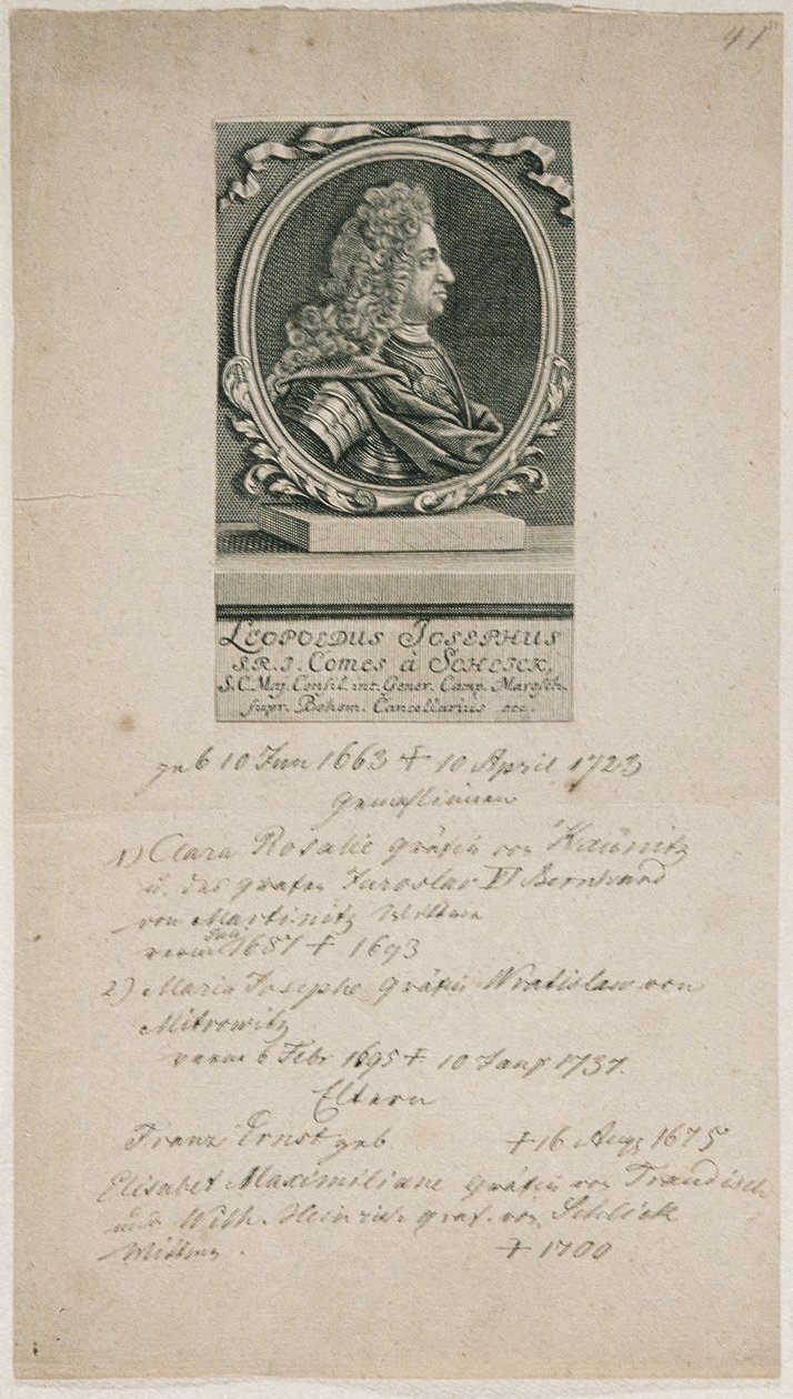 Marechal de Campo Leopold Joseph von Schlik de Unbekannter Stecher