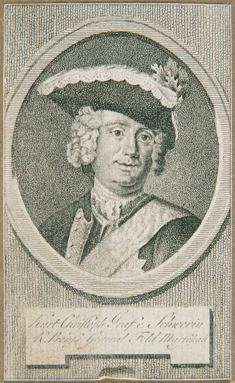 O marechal de campo prussiano Kurt Christoph Graf von Schwerin de Unbekannter Stecher