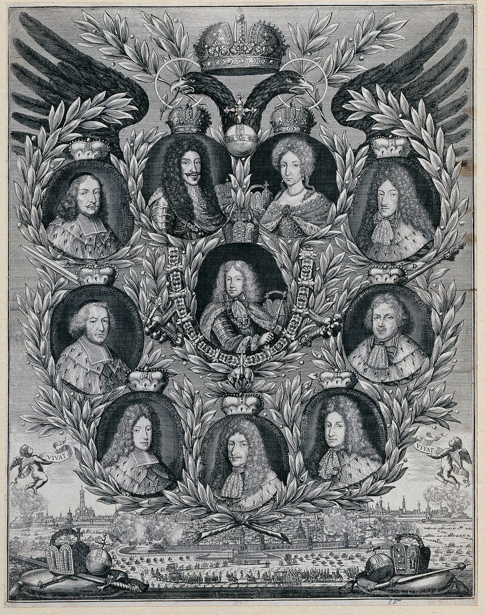 Joseph I com pais e eleitores de Unbekannter Stecher
