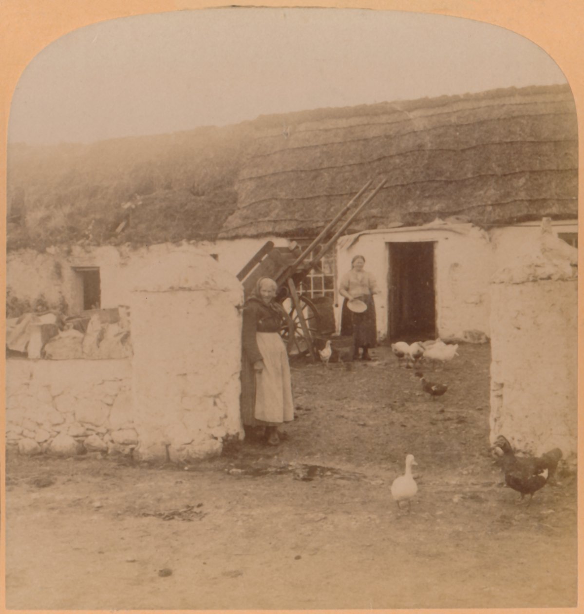 Uma casa característica, vila de Ballintoy, condado Antrim, Irlanda, 1900. de Underwood and Underwood