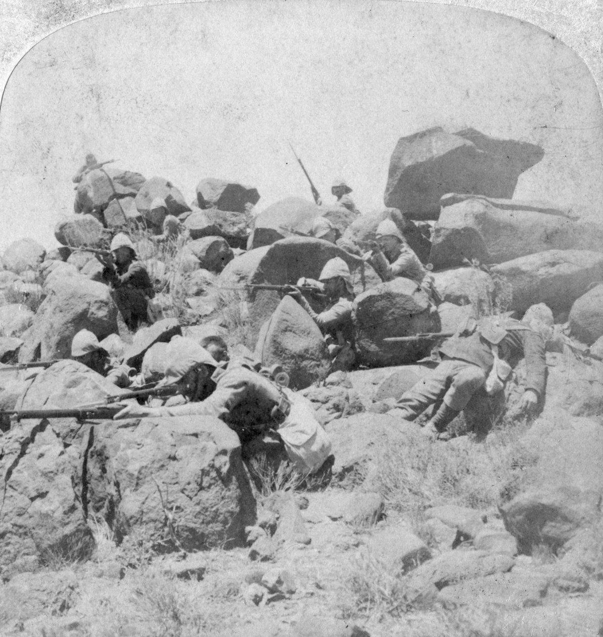 Uma posição desesperada no rio Modder, África do Sul, 2ª Guerra dos Bôeres, 18 de dezembro de 1899 de Underwood and Underwood