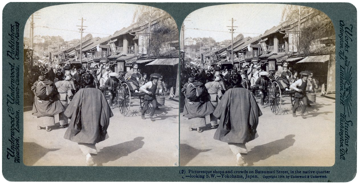 Rua Batsumati, Yokohama, Japão, 1904. de Underwood and Underwood