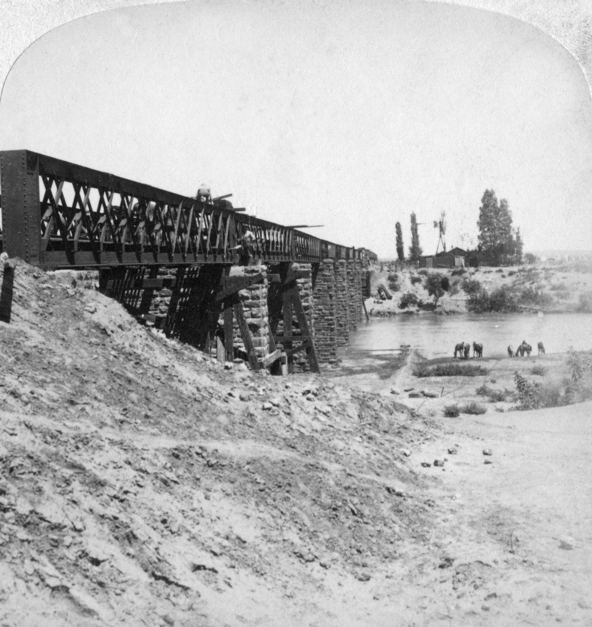 Ponte sobre o rio Modder, África do Sul, 21 de fevereiro de 1900. de Underwood and Underwood