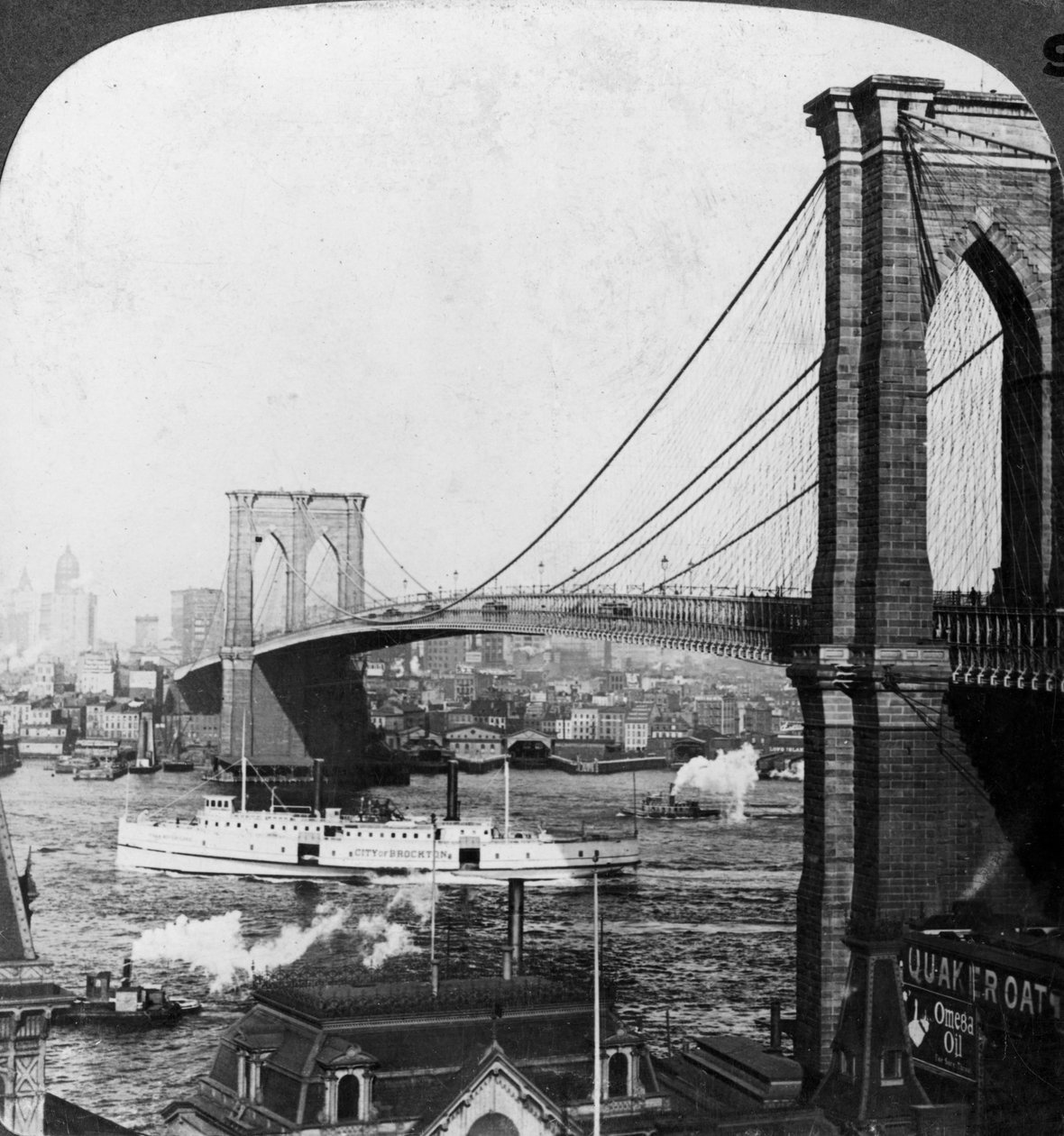 Ponte de Brooklyn, Nova York, EUA, início do século XX. de Underwood and Underwood