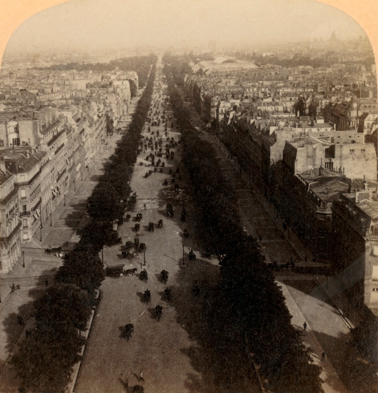 Champs-Elysées, a unidade favorita de Paris, França, 1894. de Underwood and Underwood