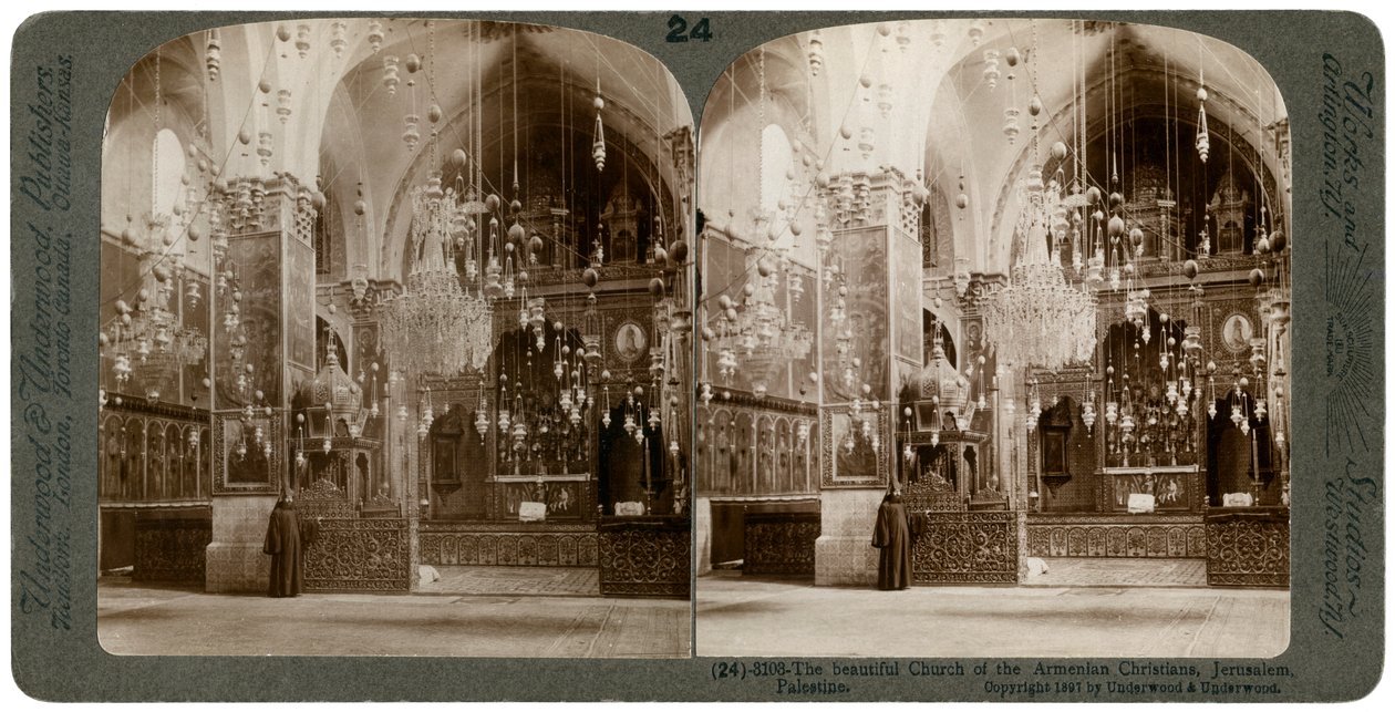 Igreja dos Cristãos Armênios, Jerusalém, Palestina, 1897. de Underwood and Underwood