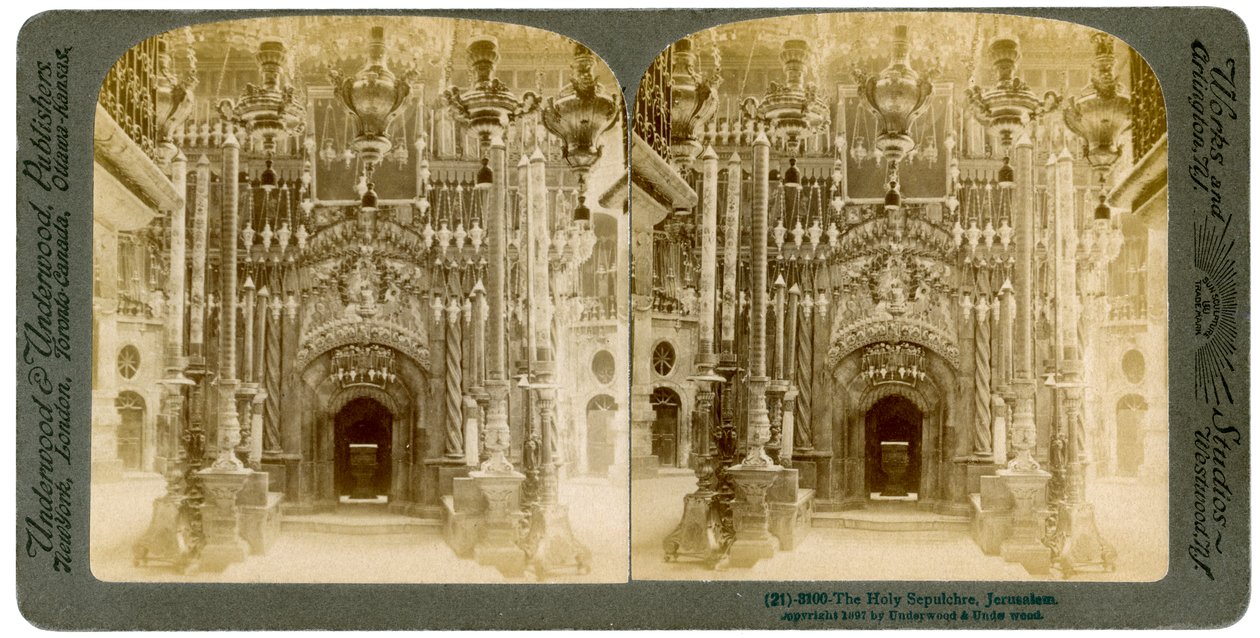 Igreja do Santo Sepulcro, Jerusalém, Palestina, 1897. de Underwood and Underwood