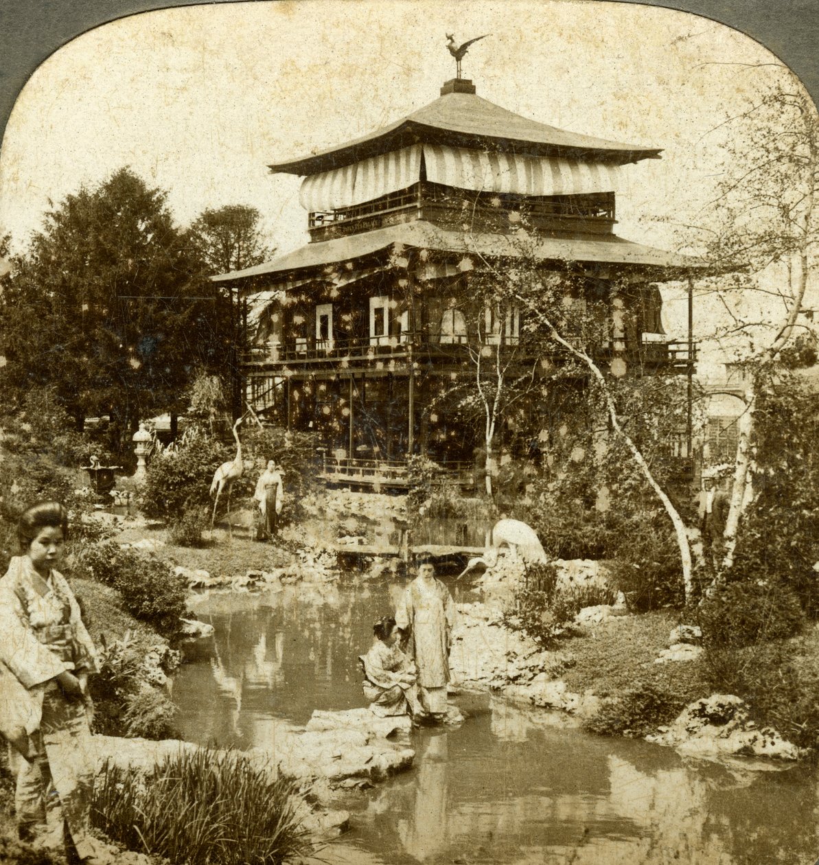 Jardim japonês na Feira Mundial, St Louis, Missouri, EUA, 1904. de Underwood and Underwood