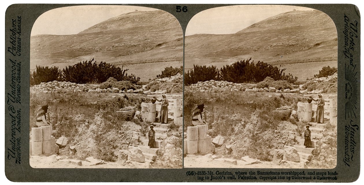 Monte Gerizim, onde os samaritanos adoravam, Palestina, 1900. de Underwood and Underwood