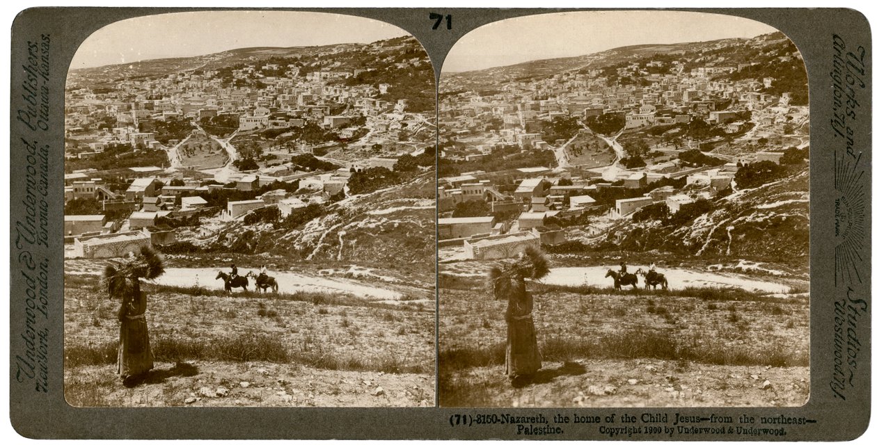 Nazaré, vista do nordeste, Palestina, 1900. de Underwood and Underwood