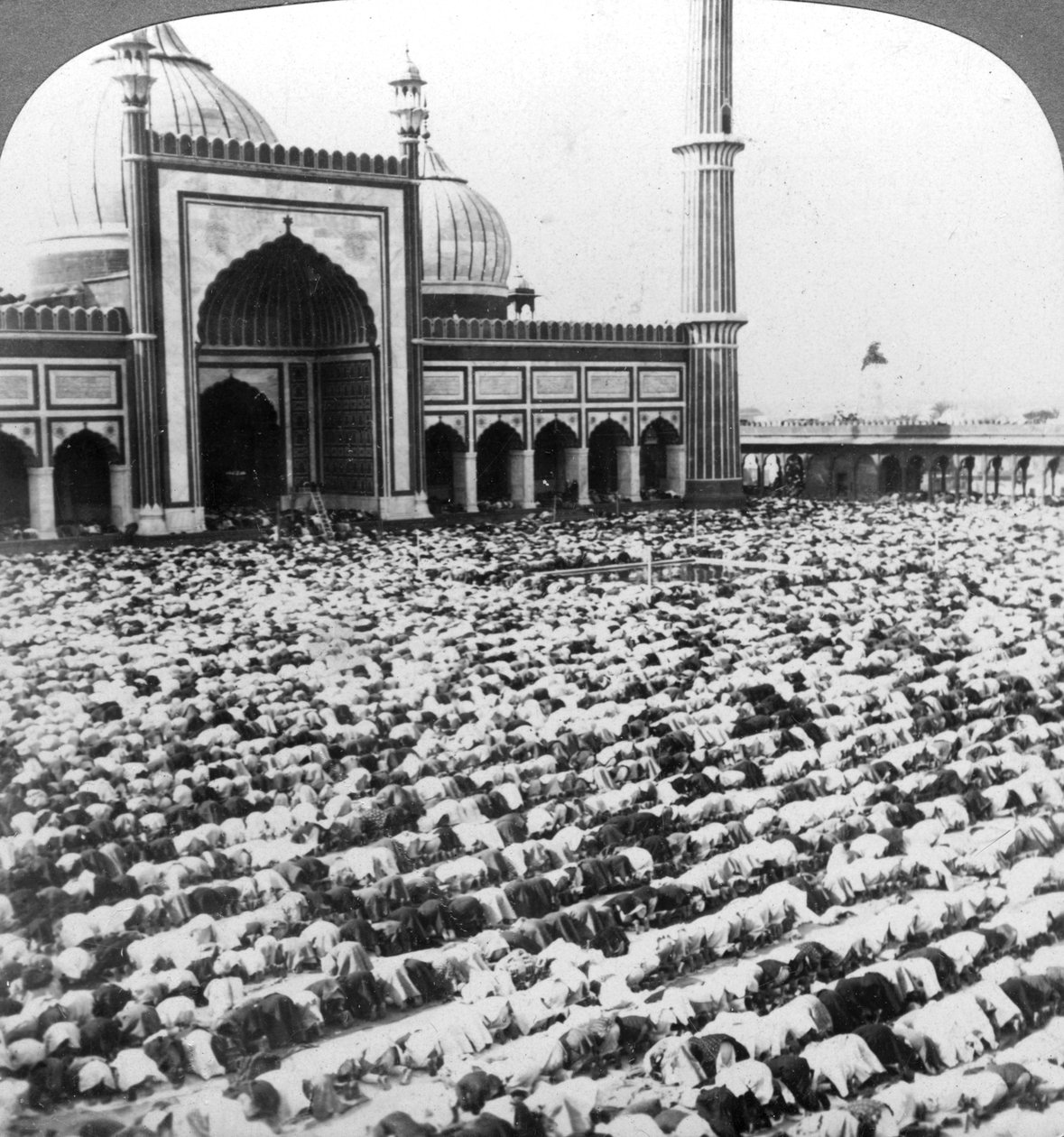 Orando em Jumma Musjid, Delhi, Índia, 1904. de Underwood and Underwood