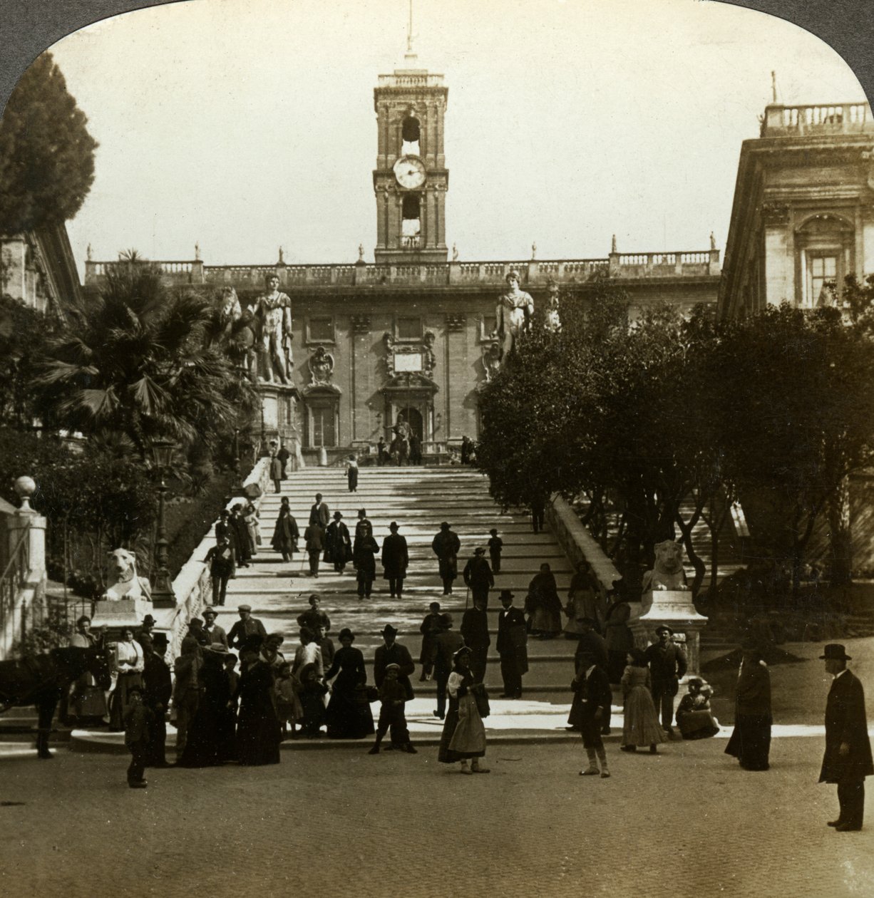 Palácio Senatorial, Piazza del Campidoglio, Capitolino, Roma, Itália. de Underwood and Underwood