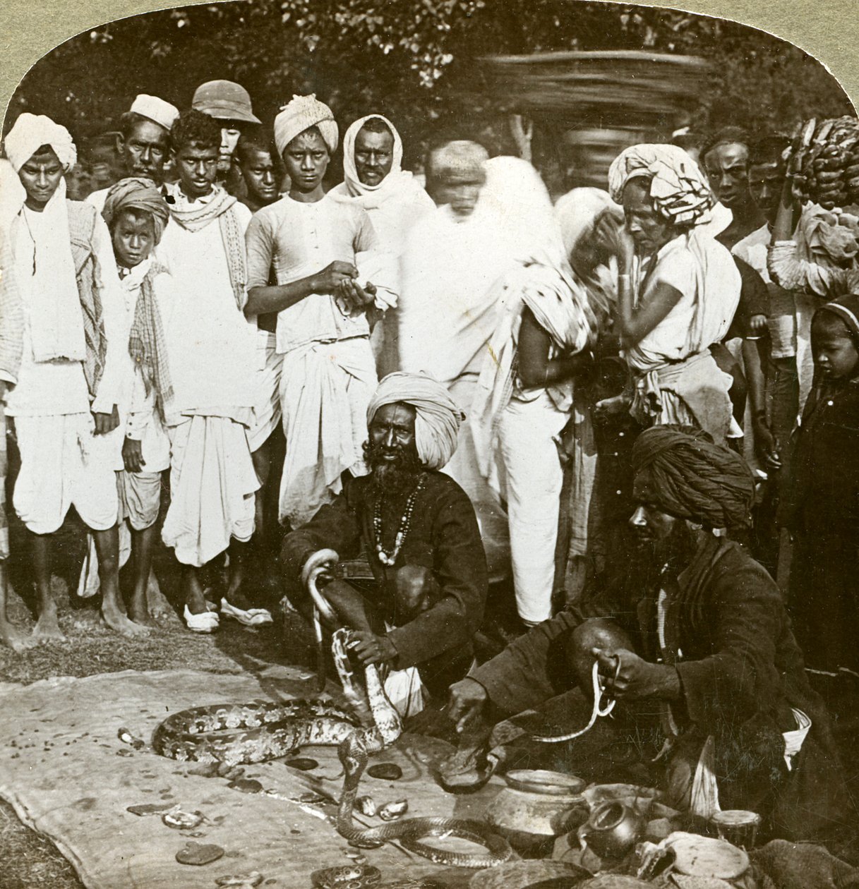 Encantador de serpentes, Calcutá, Índia, c1900s. de Underwood and Underwood