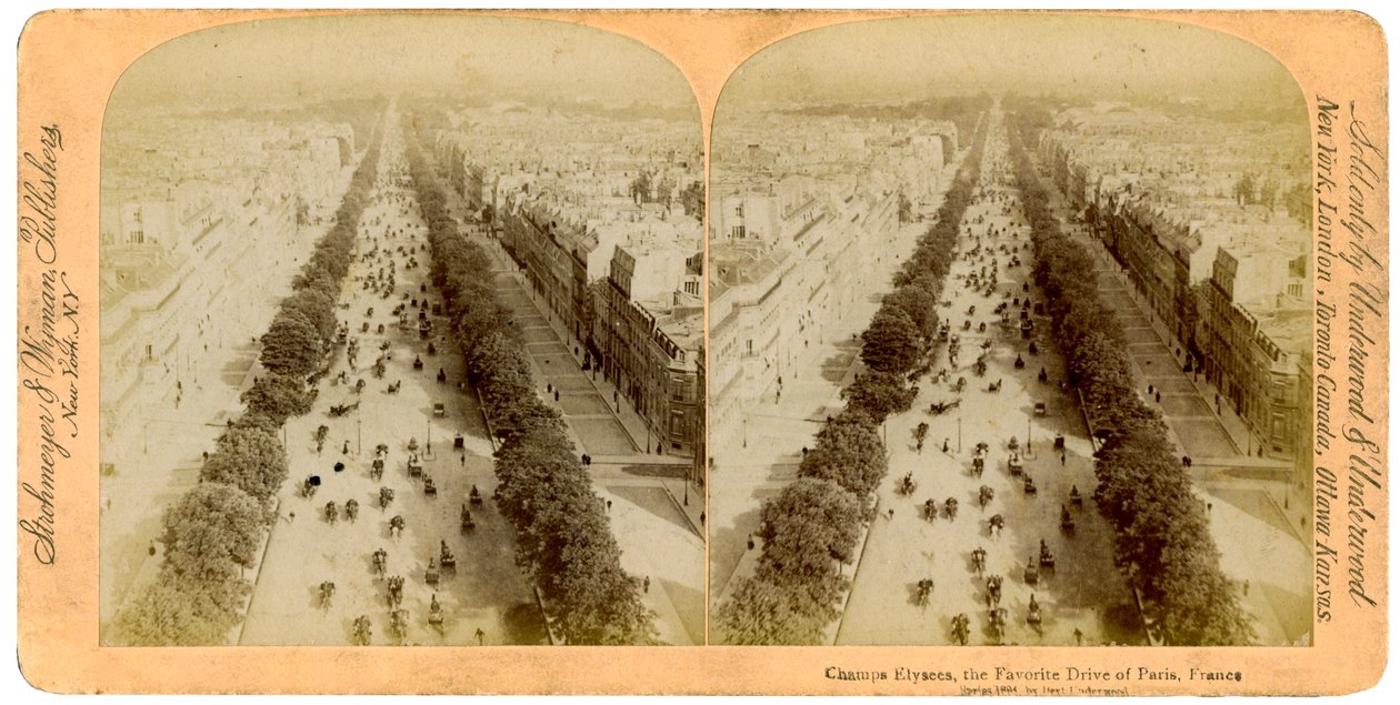 Champs Elysees, Paris, França, 1894. de Underwood and Underwood