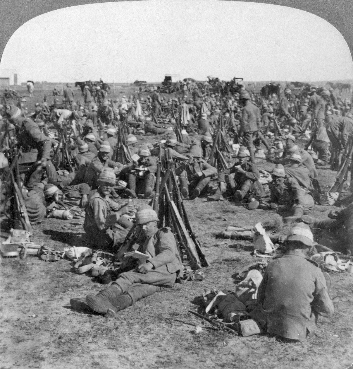 The Coldstream Company na grande campanha do Transvaal, África do Sul, Guerra dos Bôeres, 1900 de Underwood and Underwood