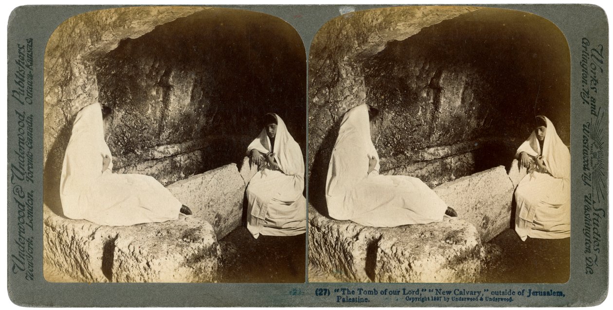 O túmulo de Jesus, nos arredores de Jerusalém, Palestina, 1897. de Underwood and Underwood