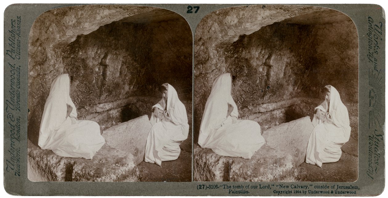 O túmulo de Jesus, nos arredores de Jerusalém, Palestina, 1904. de Underwood and Underwood