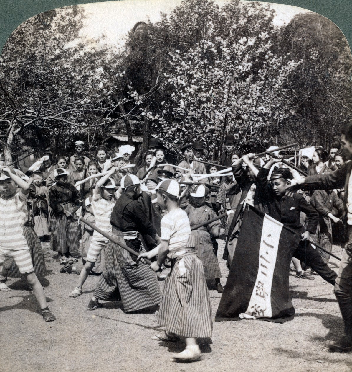 O espírito guerreiro da juventude japonesa, Tóquio, Japão, 1896 de Underwood and Underwood
