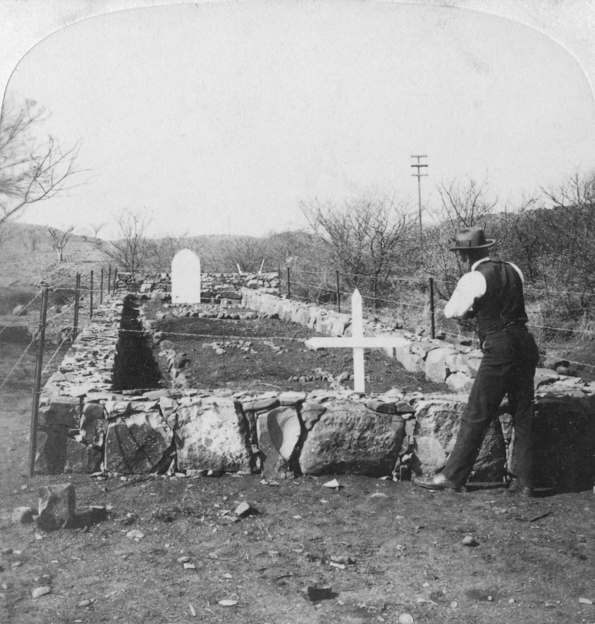 Onde estão os heróis caídos, pé de Harts Hill, Colenso, África do Sul, Guerra dos Bôeres, 1901 de Underwood and Underwood