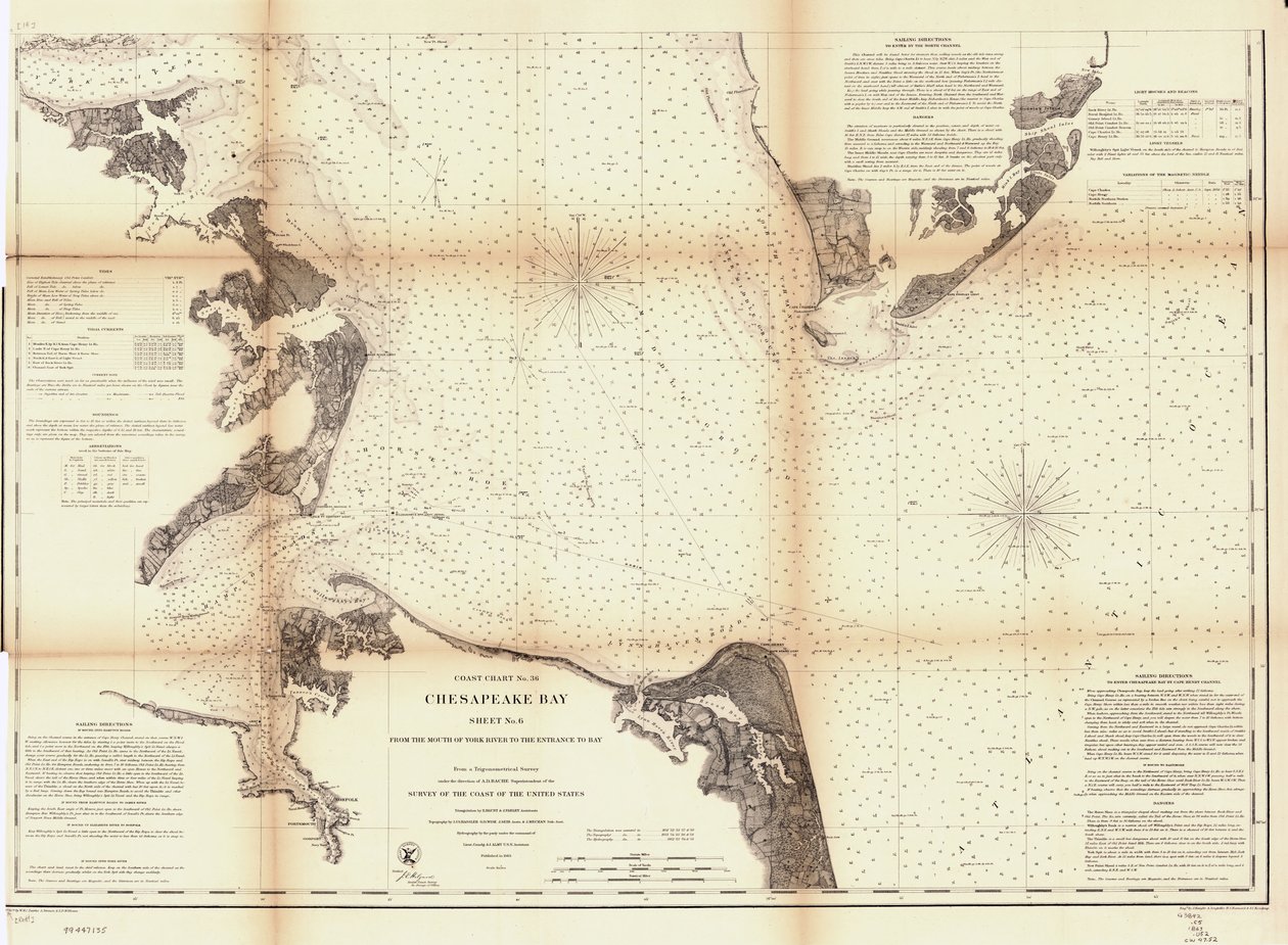 Baía de Chesapeake. Folha 6, da foz do rio York até à entrada da baía. LOC 99447135 de United States Coast Survey