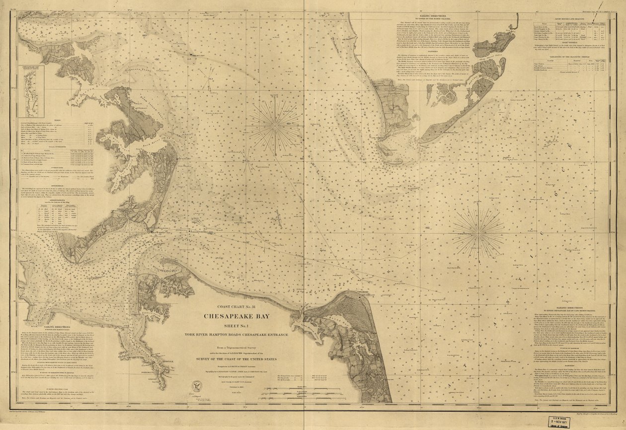 Baía de Chesapeake, Folha nº 1, Rio York, Hampton Roads, entrada de Chesapeake... LOC 99447134 de United States Coast Survey
