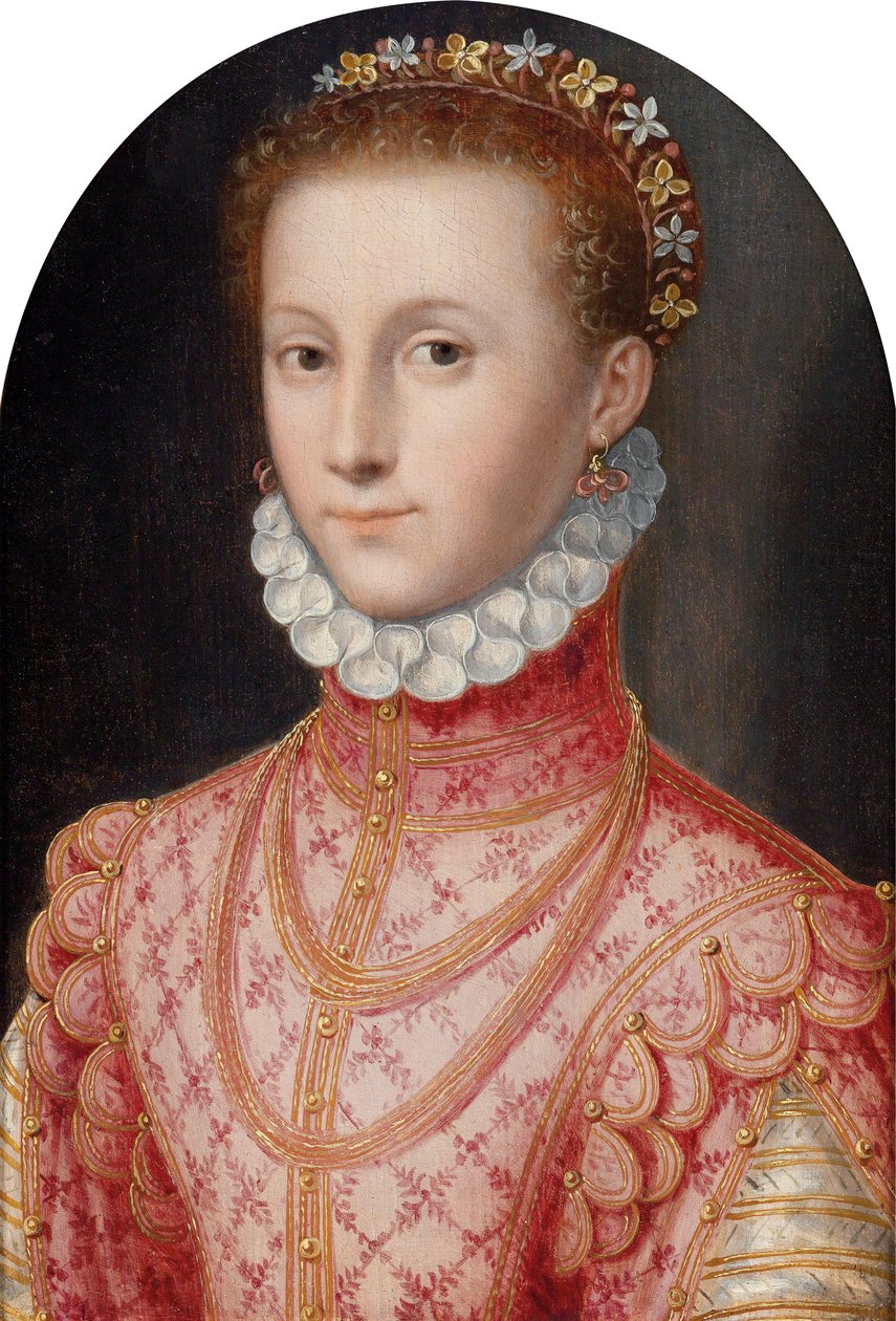Retrato de uma senhora em um vestido cor de rosa, de Unknown