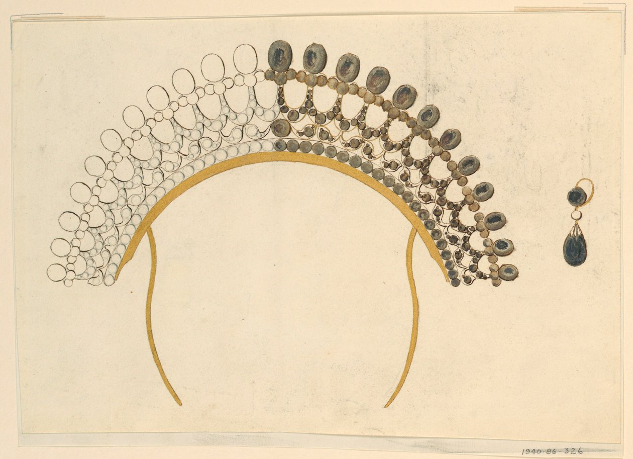 Desenho, Design para um pente e brinco, ca. 1815 de Unknown