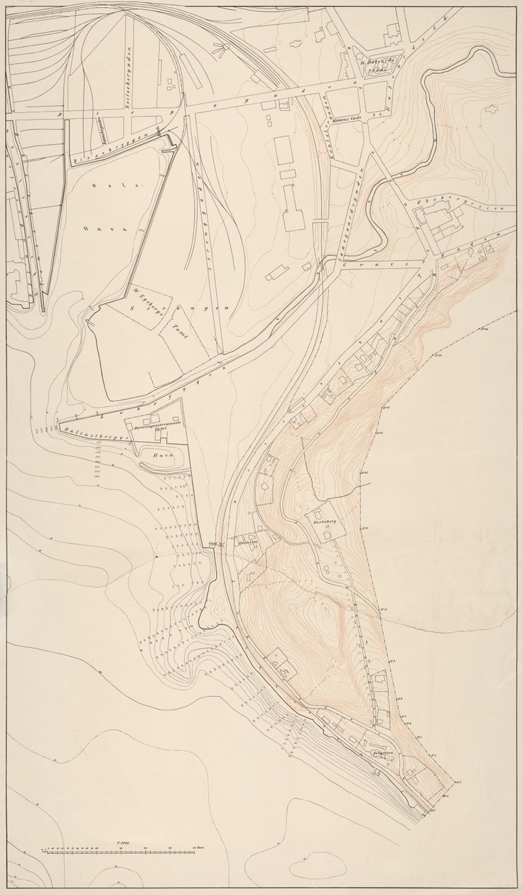 Mapa da coleção de mapas da Biblioteca Nacional. O mapa é publicado em (1897) e mostra Kristiania de Unknown